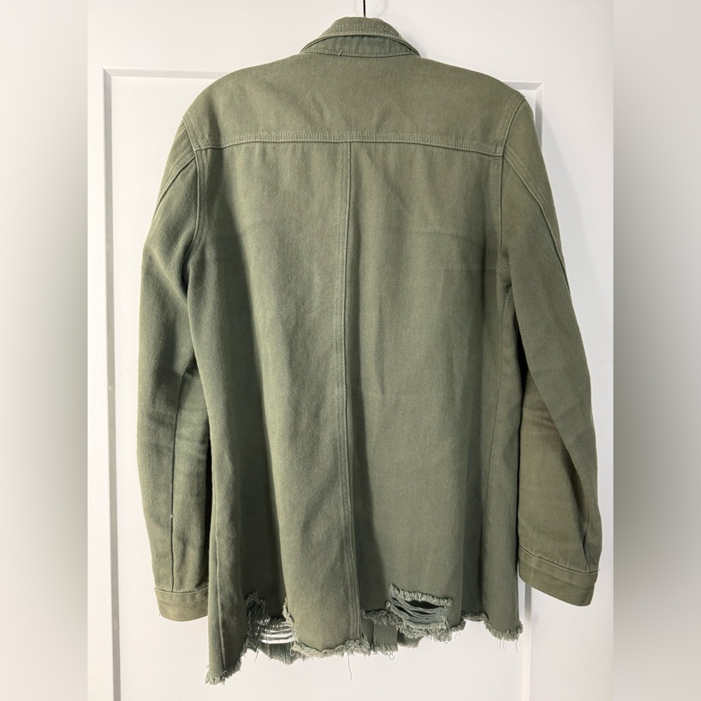 Green Distressed Button Down - Picture 5 of 7